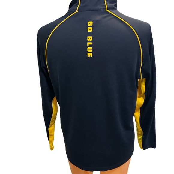 Michigan Wolverines Shirt Men’s Sz Large Navy 1/4 Zip Long Sleeve Colosseum Read - Picture 5 of 12